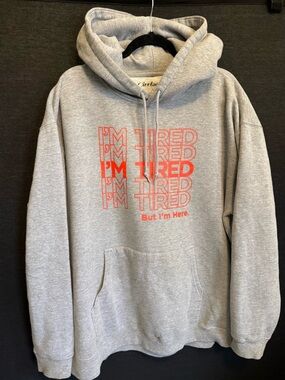 Gray 'I'm Tired' Graphic Hoodie - Girrlscout